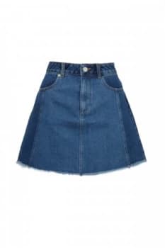 Image of French Connection Losa Denim Mini A Line Skirt Blue