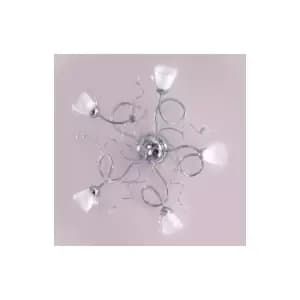Image of Wendy 5 Light Multi Arm Semi Flush Ceiling Lamp, Glass Shades