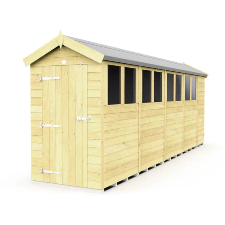 Image of Flat Pack Sheds DIY Sheds 4 x 18 Apex Shed, Brown 4X18AFF