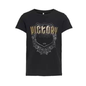 Image of Only KONLINA Girls Childrens T shirt in Black - Sizes 6 years,8 years,10 years,12 years