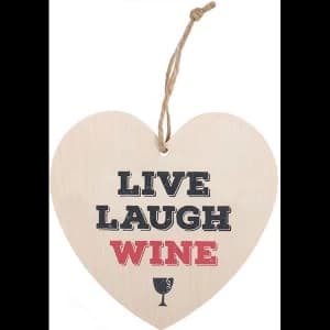 Image of Live, Laugh, Wine Hanging Heart Sign