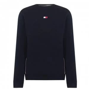 Image of Tommy Sport Flag Crew Fleece Sweatshirt - Sky Captain CJM