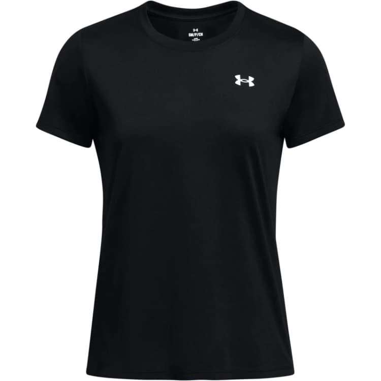 Image of Under Armour Womens Tech Solid Short Sleeve Performance Gym Top Black/White female 14 (L)