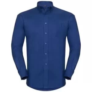 Image of Russell Collection Mens Long Sleeve Easy Care Oxford Shirt (19inch) (Bright Royal)