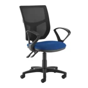 Image of Altino 2 lever high mesh back operators chair with fixed arms - blue