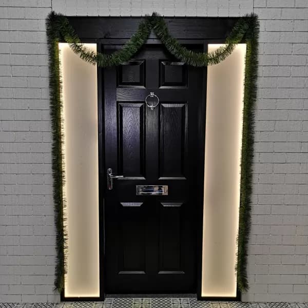 Image of 6m (20ft) x 10cm Fine Cut Green Christmas Garland Tree Decoration