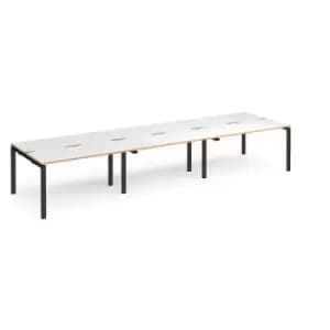 Image of Bench Desk 6 Person Rectangular Desks 4200mm White/Oak Tops With Black Frames 1200mm Depth Adapt