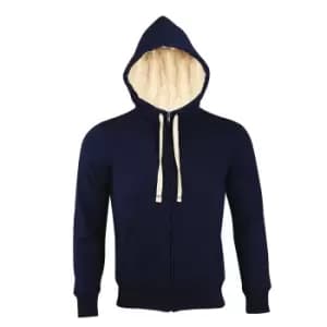 Image of SOLS Sherpa Unisex Zip-Up Hooded Sweatshirt / Hoodie (L) (French Navy)