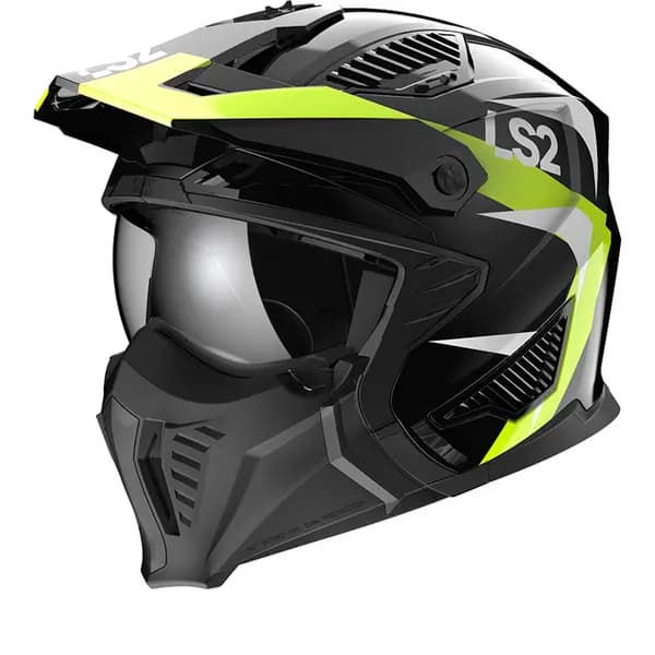 Image of LS2 OF606 Drifter Triality H-V Yellow 06 Offroad Helmet Size XS