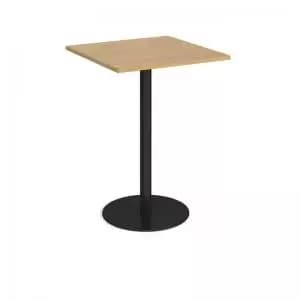 Image of Monza square poseur table with flat round Black base 800mm - oak