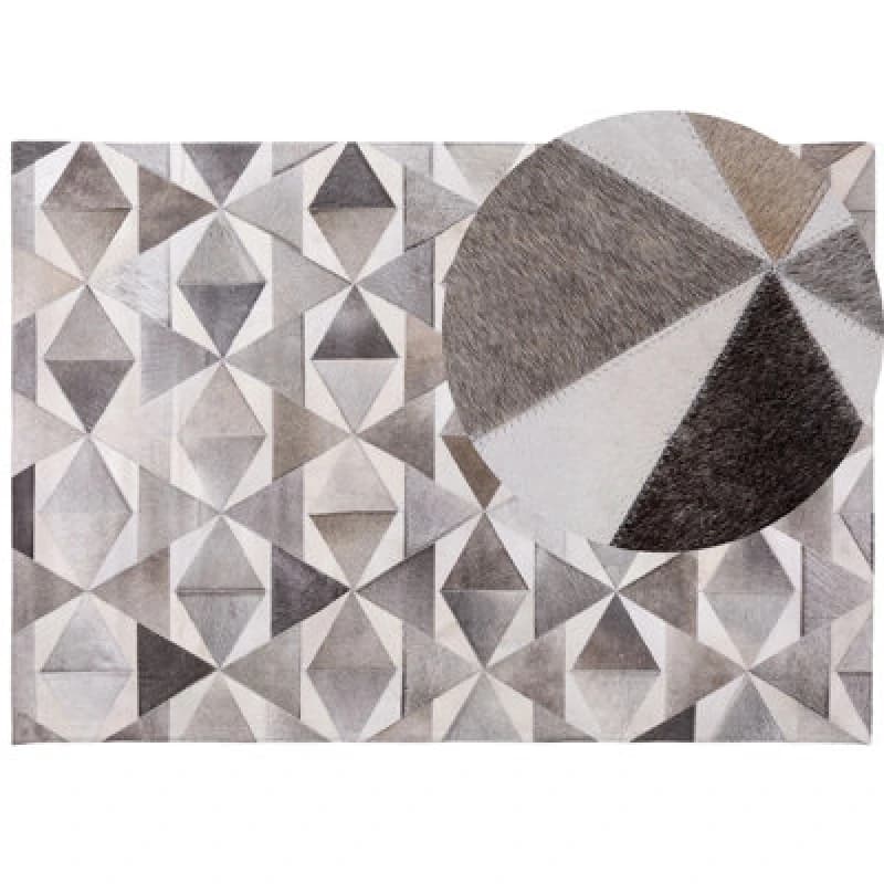 Image of Beliani Rug Alaka Grey 160 X 230 Cm Leather
