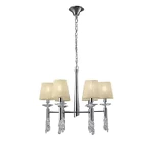 Image of Tiffany Pendant 6+6 Light E14+G9, Polished Chrome With Cream Shades & Clear Crystal