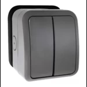 Image of Click Scolmore Aquip Weatherproof IP66 2 Gang 20A Switch - OA20022AG