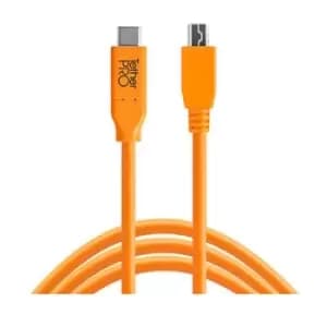 Image of TetherTools TetherPro USB-C to 2.0 Mini-B 5-Pin 15ft (4.6m) Orange