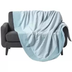 Image of Cotton Gingham Check Blue Throw, 150 x 200cm - Blue - Homescapes