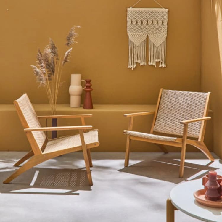 Image of sweeek Pair Of Chairs In Acacia Wood And Resin Light Brown