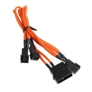 Image of BitFenix Alchemy Molex to 3pin x3 Fan adaptor 5V 20cm - Orange