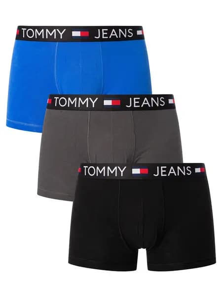 Image of Tommy Jeans 3 Pack Trunks Black/Dark Ash/Empire Blue M