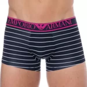 Image of Emporio Armani Microfiber Boxer Briefs - Navy Stripe XL