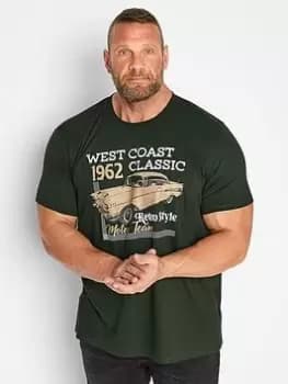 Image of BadRhino West Coast Classic Car T-Shirt - Forest Green, Size 4XL, Men
