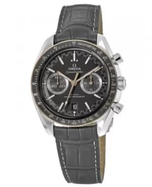 Image of Omega Speedmaster Racing Chronometer Grey Chronograph Dial Grey Leather Strap Mens Watch 329.23.44.51.06.001 329.23.44.51.06.001