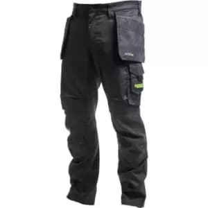 Image of Apache Mens Bancroft Slim Fit Stretch Holster Trousers Black / Grey 30" 31"