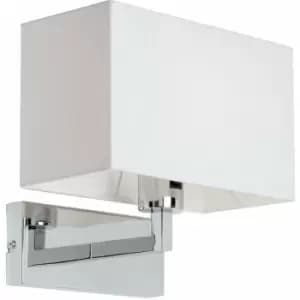 Image of Loops - Dimming LED Wall Light Chrome & White Cotton Shade Sleek Rectangle Lamp Fitting