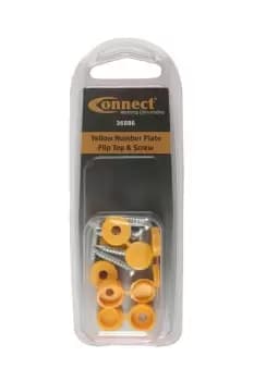 Image of Yellow Number Plate Flip Top & Screw Pk 5 Connect 36886