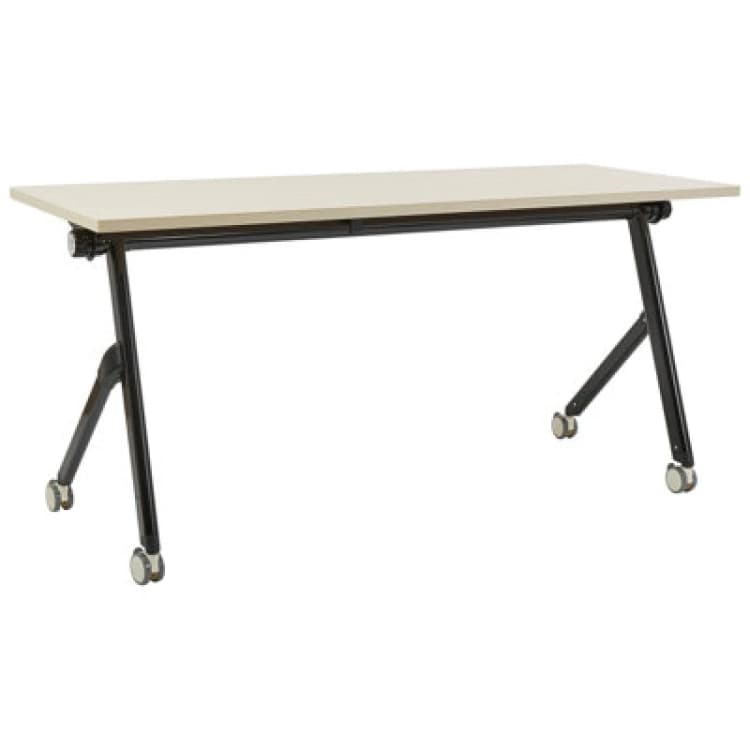 Image of Beliani Foldable Office Desk Bendi Light Brown 160 Cm 60 Cm With Wheels