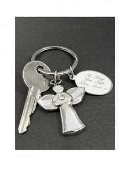 Image of Personalised Silver Angel Keyring, Women