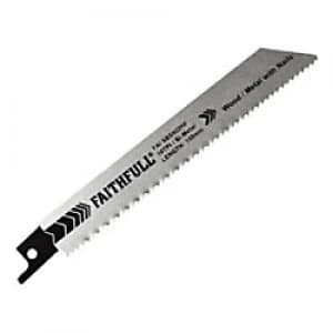 Image of Faithfull Bi-Metal Sabre Saw Blade Demolition S611DF 150 mm x 10 TPI Pack of 5