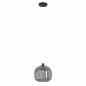 Image of Eglo Rounded Textured Black Glass Single Pendant