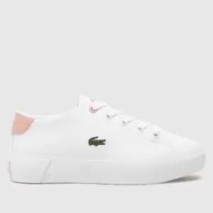 Image of Lacoste White & Pink Gripshot Girls Junior Trainers