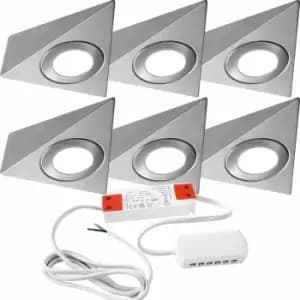 Image of 6x brushed nickel Pyramid Surface Under Cabinet Kitchen Light & Driver Kit - Natural White led