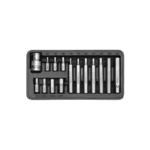 Image of professional hex screwdriver bit set 15 pcs. in solid metal case (YT 0413) - Yato