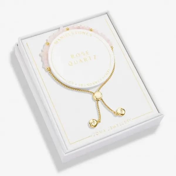 Image of Mainfestones Rose Quartz Gold Plated 24.5cm Stretch Bracelet 6891