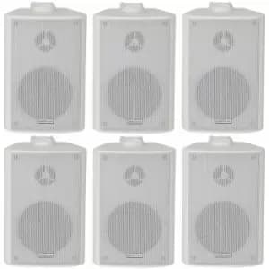 Image of 6x 70W 2 Way White Wall Mounted Stereo Speakers 4 8Ohm Compact Background Music