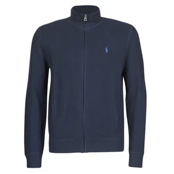 Image of Polo Ralph Lauren PULL GILET ZIPPE TEXTURE EN COTON PIMA MAILLE TEXTURE LOGO PONY mens in Blue - Sizes EU XXL,EU S,EU M,EU XL,EU XS