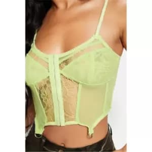 Image of I Saw It First Lace Panel Suspender Detail Corset Top - Green