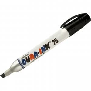 Image of Markal Dura Ink 25 Medium Chisel Tip Permanet Marker Pen Black Pack of 2