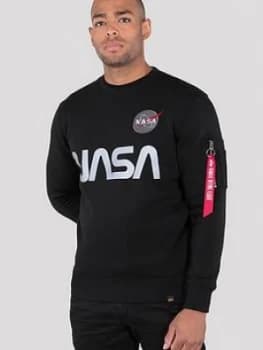 Image of Alpha Industries Nasa Reflective Sweat Top - Black