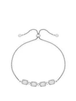 Image of Jon Richard Rhodium Plated Fine Baguette Toggle Bracelet