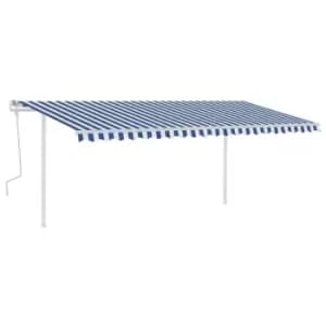 Image of Vidaxl Manual Retractable Awning With Posts 5X3 M Blue And White