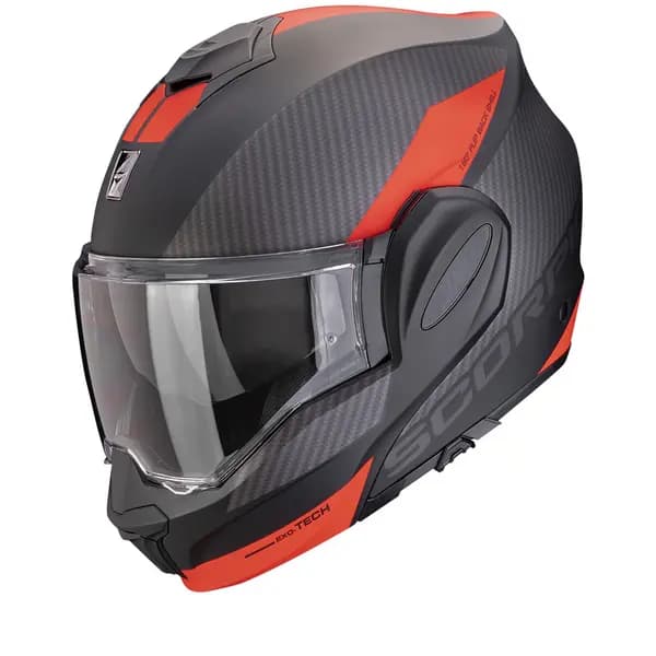 Image of Scorpion EXO-Tech Evo Team Matt Black-Silver-Red Modular Helmet XL