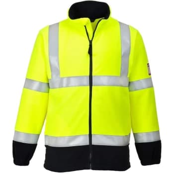 Image of Portwest - FR31YERL - sz L Flame Resistant Anti-Static Hi-Vis Fleece - Yellow