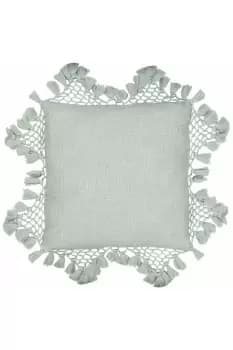 Image of Anko Slub Cotton Macrame Tassel Trimmed Cushion