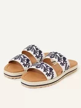 Image of Accessorize Embroidered Two Strap Sandals, Beige, Size 41, Women