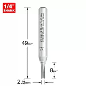 Image of Trend CRAFTPRO Two Flute Straight Router Cutter 2.5mm 8mm 1/4"