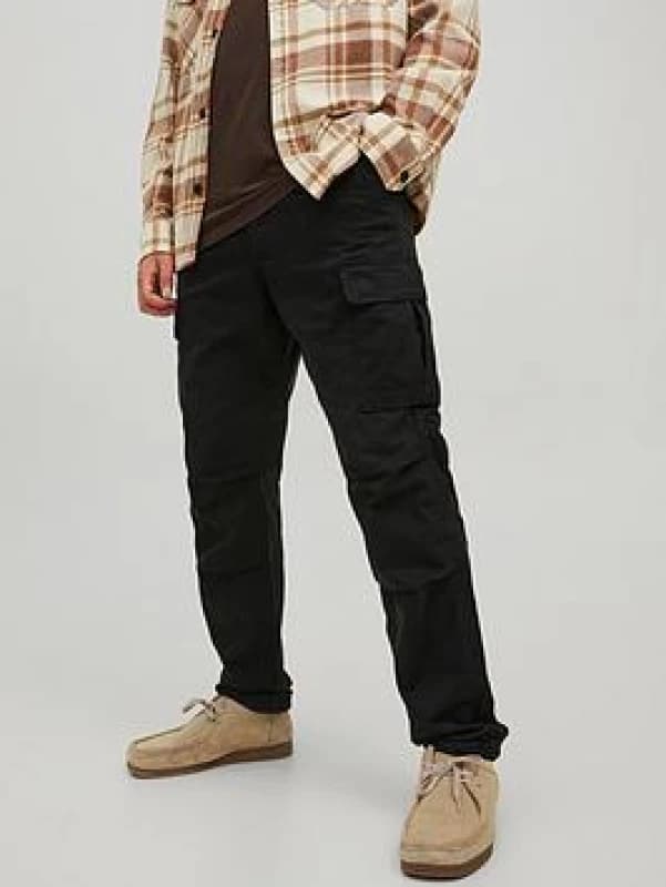 Image of Jack & Jones Black / Black Carrot Fit Cargo Trousers Black Male 28S 197556UK