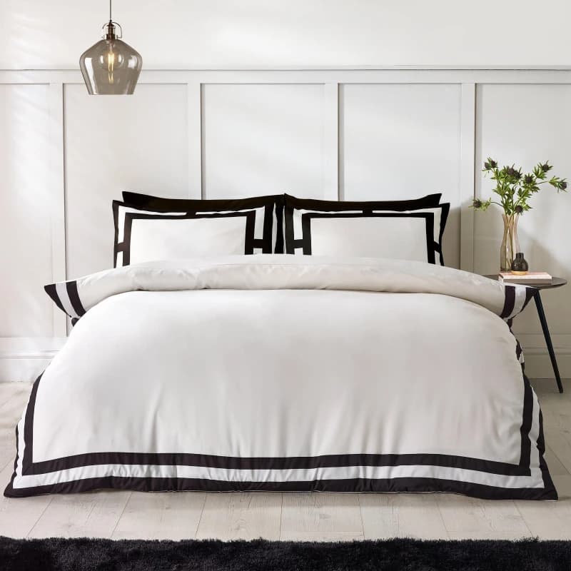 Image of Catherine Lansfield 'So Soft Mono Panel' Duvet Cover Set Cream